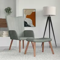 Prolenta Maison Exclusive: Sillón de relax con reposapiés, color gris claro, tapizado en terciopelo
