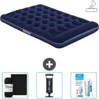 Bestway Colchón inflable - Cama doble - 137 x 191 x 28 cm - Azul - Incluye accesorios