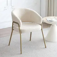 Sweiko Silla de comedor , color blanco. Diseño moderno, tapizada en terciopelo de lana con detalles en spray dorado. Silla de comedor con patas doradas (1 unidad)