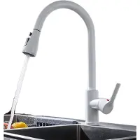 OEM Grifo de cocina extraíble, con múltiples modos de pulverización, construcción en acero inoxidable, modelo CF04043WHWM, color blanco