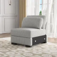 UnboxG Sillón / Sillón individual tapizado en tela de pana, color gris, ideal para el salón