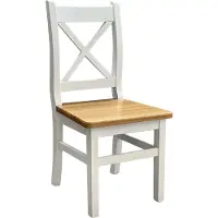 Koma Tools Silla de comedor II con respaldo cruzado, pino macizo, blanco/tono aliso