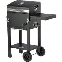 LUND Barbacoa de carbón con tapa y parrilla ajustable, de 39,5 x 29,5 cm