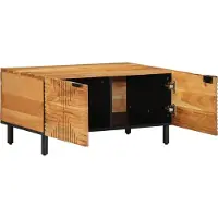 Syfax Mesa de centro de 80x50x40 cm, madera maciza de acacia