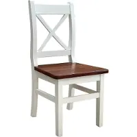 Koma Tools Silla de comedor II con respaldo cruzado, pino macizo, blanco/tono calvados