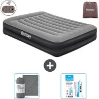 Bestway Colchón inflable - Para 2 personas - 152 x 203 x 46 cm - Gris - Incluye accesorios