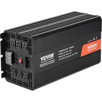 Vevor Inversor de potencia de onda sinusoidal modificada, 5000W, de corriente continua 12V a corriente alterna 120V, con pantalla LCD y control remoto