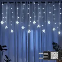Lapalife Guirnalda de luces LED con forma de copo de nieve, color blanco. Cortinilla de luces con 8 modos de iluminación, ideal para interiores, fiestas, jardines, ventanas y decoración navideña