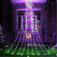 Lapalife Guirnalda de luces LED de 3,4 metros, con 350 luces, 8 modos de iluminación y forma de estrella. Ideal para decoración navideña, árboles de Navidad, interiores, jardines, fiestas. Color: Multicolor