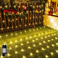 Lapalife Red de luces LED de 3x2 metros, luz blanca cálida. Guirnalda de luces con 8 modos de iluminación. Cortina de luces, resistente al agua. Ideal para decoración navideña, jardines, fiestas
