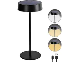 Lapalife Lámpara de mesa LED solar, recargable, inalámbrica, con 3 temperaturas de color, regulable, con interruptor táctil, resistente al agua, para uso interior y exterior, color