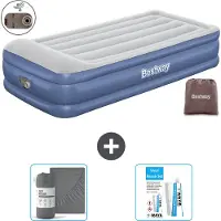 Bestway Colchón inflable - Para 1 persona - 97 x 191 x 46 cm - Gris/Azul - Incluye accesorios