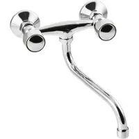 Invena Grifo para lavabo-fregadero de pared con caño tipo S
