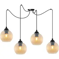 Light11 HOME Lámpara colgante "Riffle Spider" negra, con 4 pantallas en forma de panal, casquillo E27