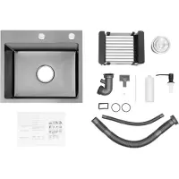StarTech.com Fregadero de cocina - Un seno - 40x45 cm - Para encastrar o para integrar - Acero inoxidable - 1 agujero - Sin grifo - Negro