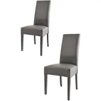 STOCK LINE t m c s Tommychairs - Juego de 2 sillas modernas LUISA para cocina y comedor, estructura robusta de haya lacada en color gris oscuro, tapizadas y revestidas con cuero sintético gris oscuro
