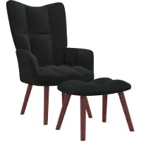 Syfax Sillón de relax con taburete terciopelo negro