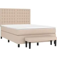Syfax Cama box spring con colchón cuero sintético capuchino 140x200cm