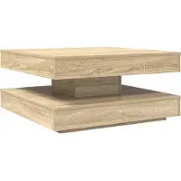Syfax Mesa de centro giratoria 360 grados roble sonoma 70x70x34,5 cm