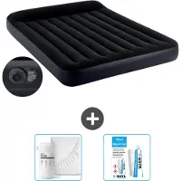 Intex Colchón inflable - Para 2 personas - 152 x 203 x 25 cm - Azul - Incluye bomba - Sábana ajustable y kit de reparación