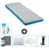 Intex Colchón inflable para camping – Estilo cama francesa – 72 x 189 x 20 cm – Azul – Incluye: sábana ajustable, cojín, bomba y kit de reparación, además de protector para el cojín