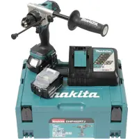Makita Taladro Percutor DHP492RTJ (2 x 5,0Ah + DC18RC + MAKPAC 2)