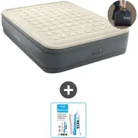 Intex Colchón inflable - Para 2 personas - 152 x 203 x 46 cm - Gris - Incluye bomba - Kit de reparación