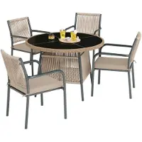 Selius Juego de salones redondo - 4 sillones - Metal - Para terraza y balcón