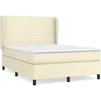 Syfax Cama box spring con colchón cuero sintético crema 140x190 cm