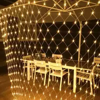 Lapamax Cadena de luces LED de 2x2 metros con 144 luces, ideal para decoración interior, iluminación navideña con 8 modos, perfecta para fiestas, jardines y decoración navideña, luz blanca cálida