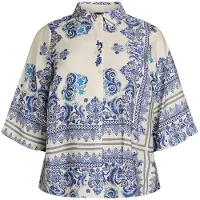 Zizzi Blusa 'Mestea' azul / navy / azul cielo / offwhite
