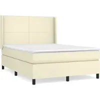 Syfax Cama box spring con colchón cuero sintético crema 140x190 cm