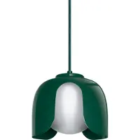 Osram Lámpara colgante Decor Corolle, verde, con estructura de metal y pantalla de vidrio, casquillo E27, cable de tela, 200 mm, estilo retro