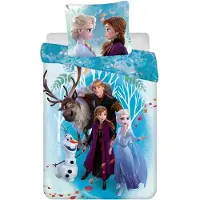 Disney Juego de sábanas de algodón de Frozen: funda de edredón de 160x200 cm y funda de almohada de 70x80 cm