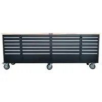 HBM Carro de herramientas con encimera de madera, 258 cm, negro