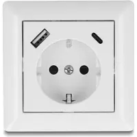 DeLOCK Enchufe empotrable con 2 puertos de carga USB, 1 puerto USB tipo A y 1 puerto USB tipo C con PD 3.0, 18 W
