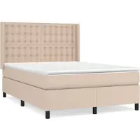 Syfax Cama box spring con colchón cuero sintético capuchino 140x200cm