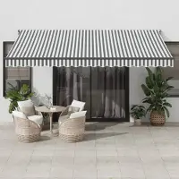 Prolenta Maison Exclusive: Toldo manual, 4,5 x 3 metros, con rayas grises y blancas