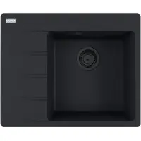 Franke - Fregadero CNG 611-62, colección Black Matt. Cubeta derecha con control excéntrico. Medidas de corte: 600 x 480 mm, radio R15. Fregadero de granito