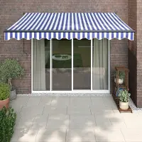 Prolenta Maison Exclusive - Toldo manual de 3 x 2,5 metros, con diseño a rayas azul y blanco, 100% poliéster