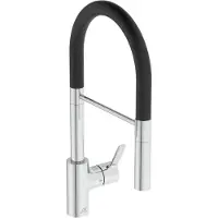 Ideal standard Grifo de cocina GUSTO Semi-Pro, modelo 2 salidas con ducha, alcance de 225 mm, acabado cromado