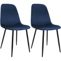 BellaFurn Juego de dos sillas de comedor – sillas de terciopelo – confort lujoso – color azul oscuro, estructura de metal resistente