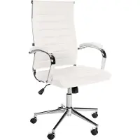 BellaFurn Silla de oficina de cuero genuino – Silla de oficina – Máximo confort y diseño elegante | Color: Blanco