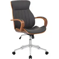 BellaFurn Silla de oficina en cuero sintético – Silla de oficina ergonómica – Diseño giratorio de 360° | Color: Nuez/Marrón