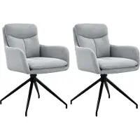BellaFurn Juego de dos sillas giratorias para comedor – sillas para cocina – confeccionadas con tejido de alta calidad para mayor comodidad | Color: gris claro