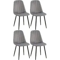 BellaFurn Juego de 4 sillas de comedor – Tapicería de terciopelo – Alto confort de asiento | Color: gris oscuro