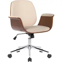 BellaFurn Silla giratoria ergonómica – silla de oficina – tapizada en cuero sintético, fácil de limpiar, con una posición de asiento cómoda | Color: Nuez/Crema