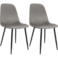 BellaFurn Juego de dos sillas de comedor - Sillas de terciopelo - Diseño moderno y cómodo - Color gris claro - Capacidad máxima de 150 kg
