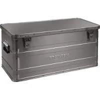 Promat Caja de aluminio de 780 x 380 x 380 mm, con capacidad de 90 litros, con tapa abatible y cerradura de cilindro