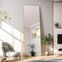 ProximaX Espejo cosmético rectangular de vidrio templado, con marco de aluminio dorado, de 162 x 53 cm, con un diseño elegante y moderno, ideal para dormitorios o baños